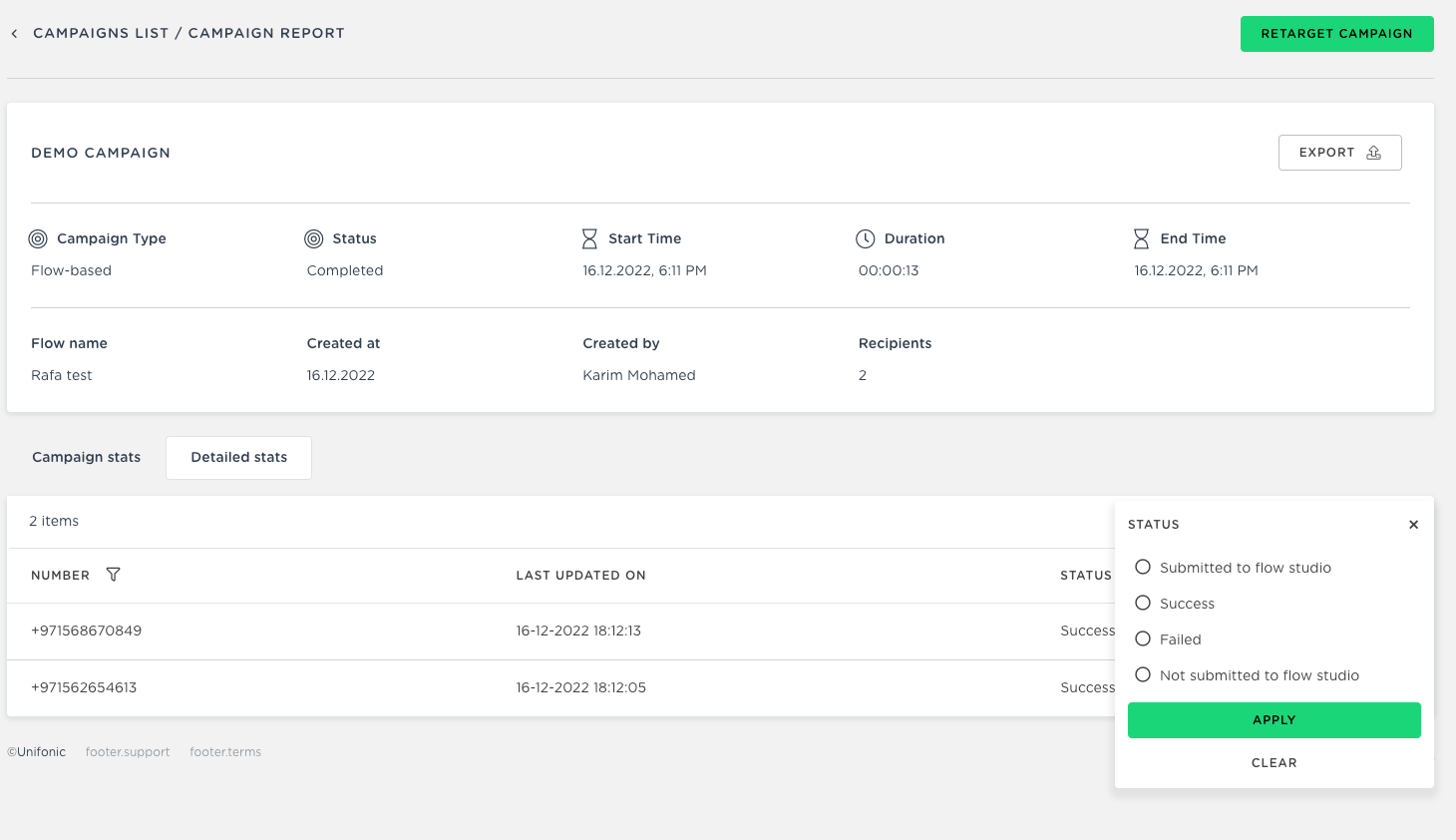 Analytics and Reports (Flow-based Campaign)