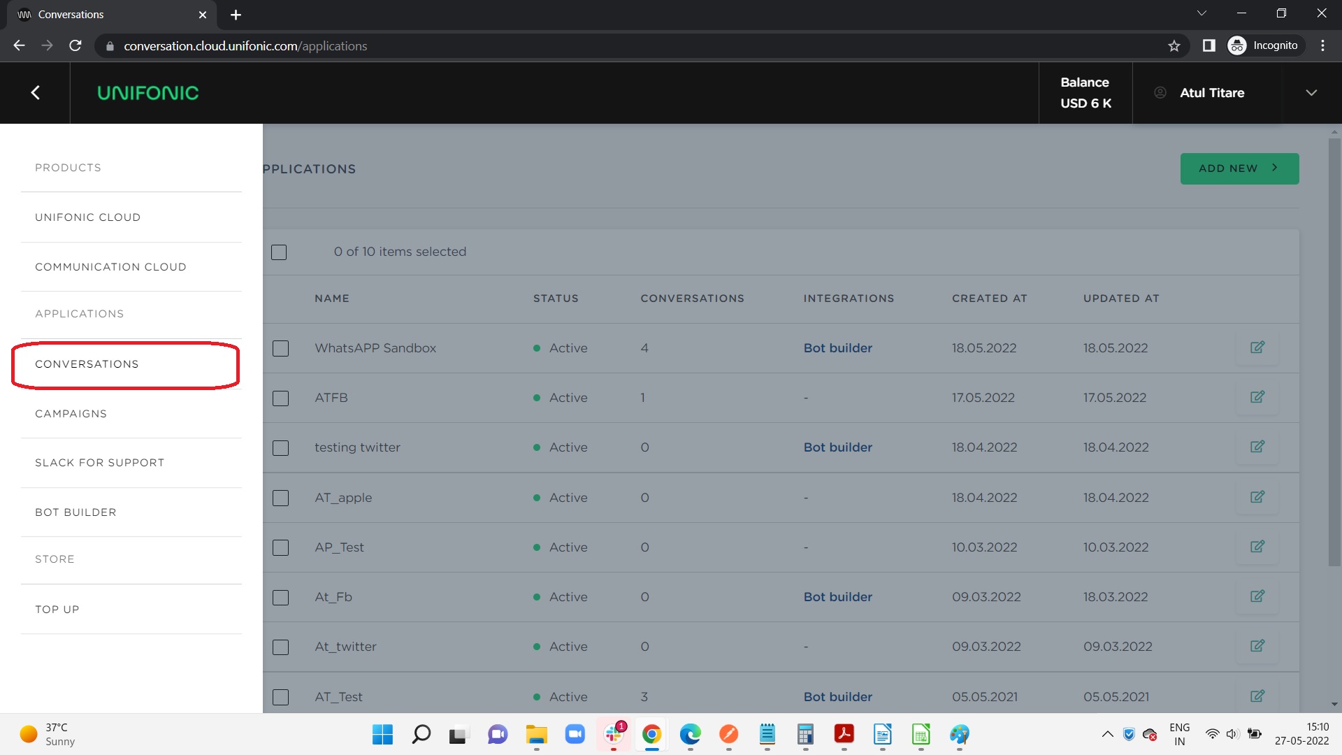 App1.jpg Facebook applications in the Unifonic Console