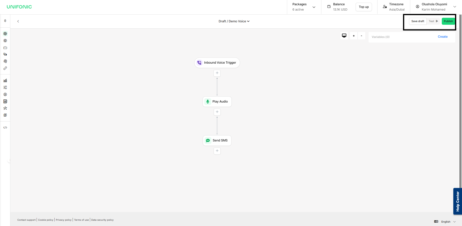 Test and Execute options for an active flow