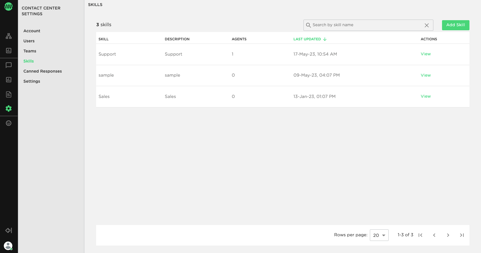 Skills page