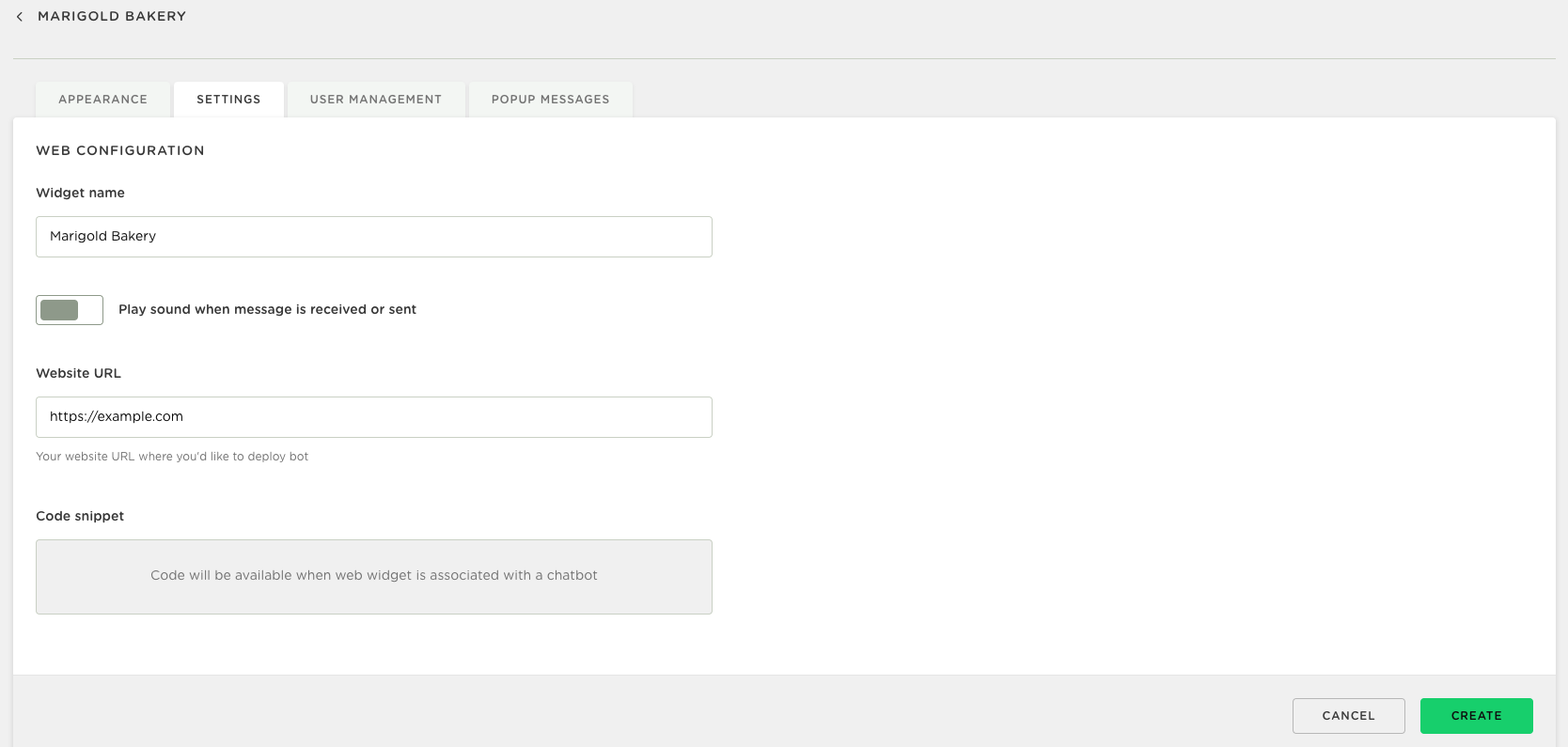 Web Widget system settings