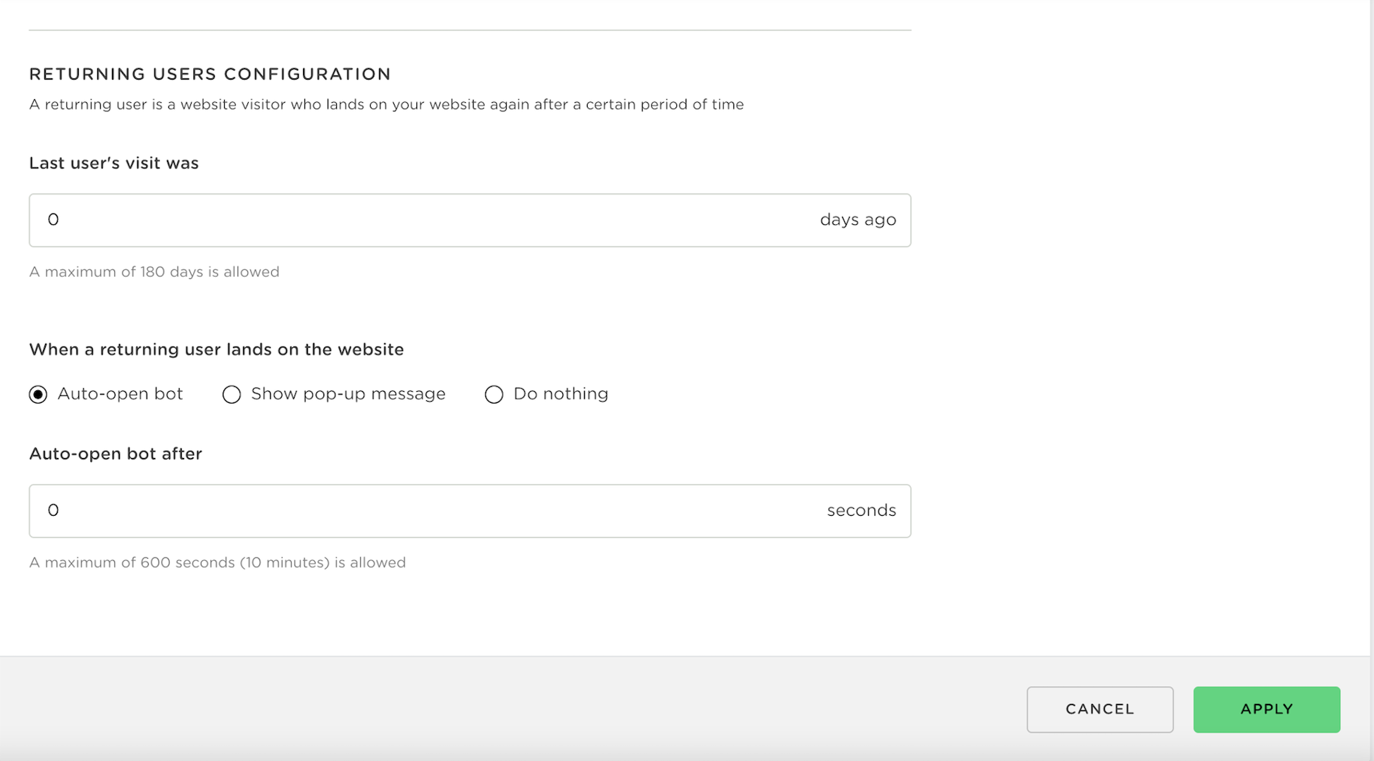 Screen Shot 2023-01-13 at 5.47.03 PM.png Web Widget behavior settings for returning users